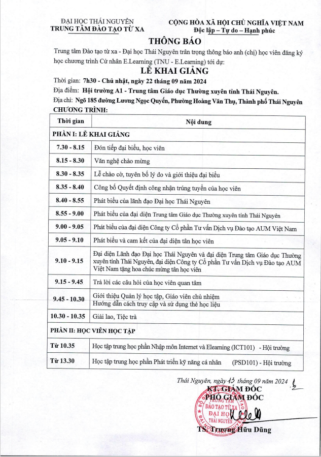 lễ khi giảng tnu